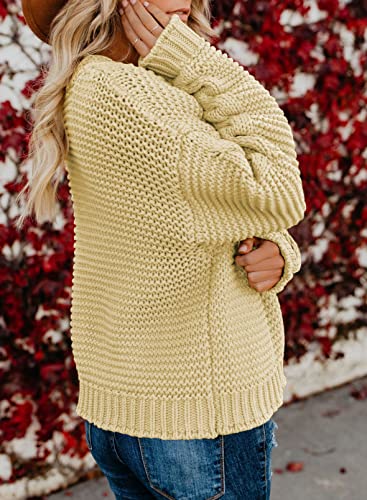 Dokotoo Womens Open Front Long Sleeve Chunky Knit Cardigan Sweaters Loose Outwear Coat