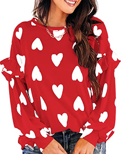 Heart Shirt - Ivay Womens Heart Printed Long Sleeve Tops Tee Shirts Z-lovely Heart