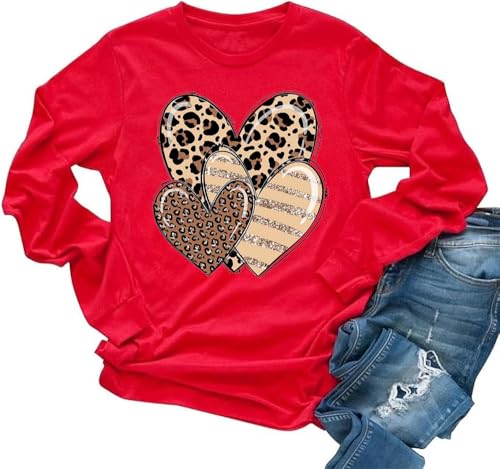 Heart Shirt - Womens Love Heart Raglans TShirts Casual Long Sleeve Valentines Day Graphic Tees Tops 2024-rd-b