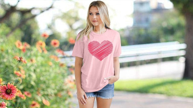 Heart Shirt - Valentines Day Shirt for Women Cute Love Heart Tshirts Graphic Valentine Gift Tee Casual Hearts Tops