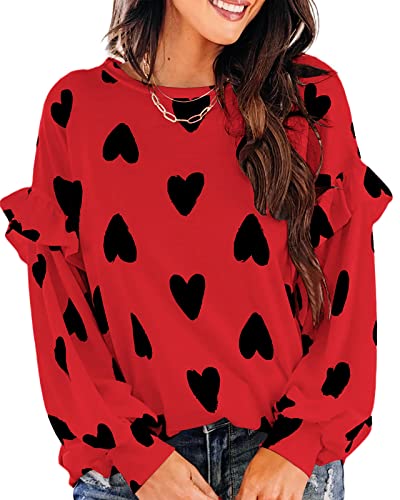 Heart Shirt - Ivay Womens Heart Printed Long Sleeve Tops Tee Shirts Z-cute Heart