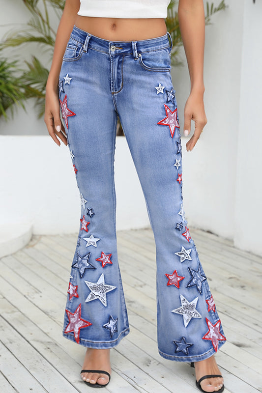 American Flag Wide Leg Jeans