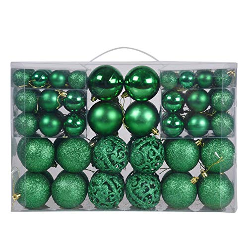 100ct Christmas Balls Tree Ornaments Shatterproof Christmas Tree Decorations Set with Reusable Handheld Gift Package for Holiday Xmas Tree Decor Dark Blue Green