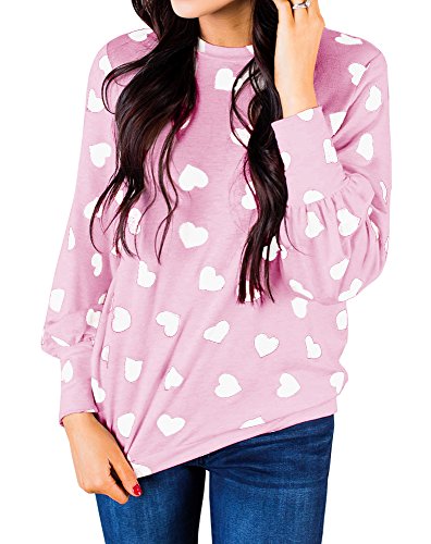 Heart Shirt - Ivay Womens Heart Printed Long Sleeve Tops Tee Shirts