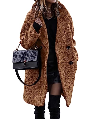 Blue Coat - BTFBM Women 2024 Winter Faux Fur Coats Lapel Long Sleeve Fuzzy Fleece Outerwear Button Down Sherpa Jackets Fall Outfits Solid Golden Camel