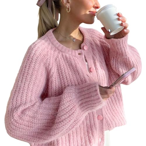 Yellow Cardigan - YKR Womens Fall Cardigan Sweater Long Sleeve Chunky Knit Open Front Button Loose Casual Cardigan Coat Pink