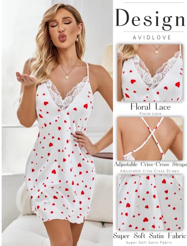 Valentine's Day - Silk Nightgown for Women Sexy Lingerie Dress Babydoll Lace Lingerie V Neck Sleeveless Nightgown