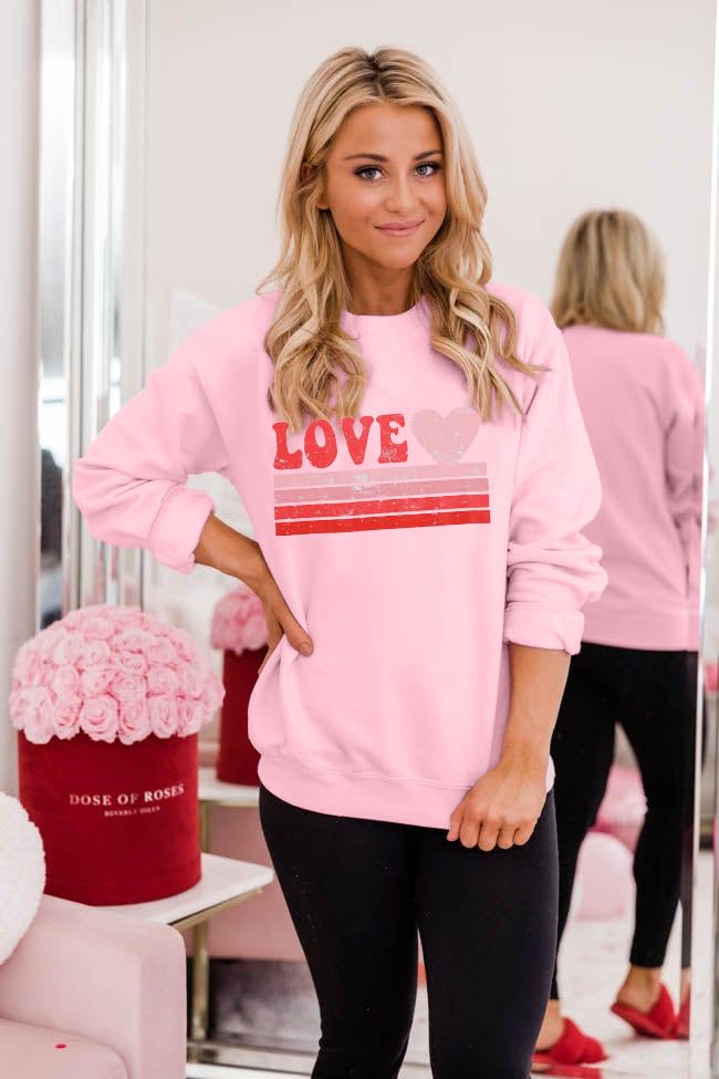 Heart Shirt - LUKYCILD Valentines Day Love Heart Shirt Women Casual Crewneck Sweatshirts Funny Love Graphic Tee Long Sleeve Pullover Tops