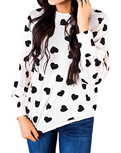 Heart Shirt - Ivay Womens Heart Printed Long Sleeve Tops Tee Shirts Black Samele