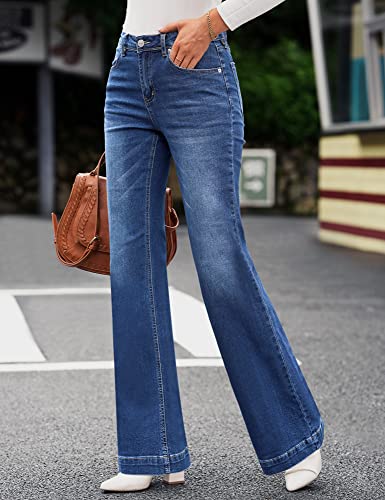 Rfm Jeans - GRAPENT Womens Flare Jeans High Waisted Wide Leg Baggy Jean for Women Stretch Denim Pants