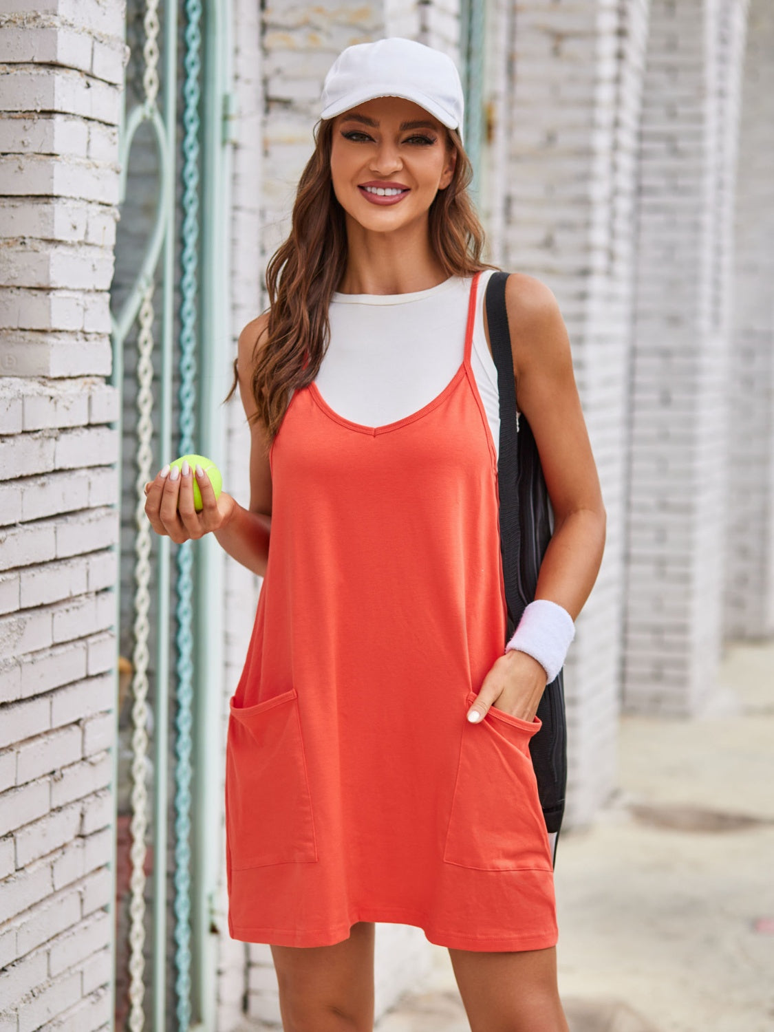 Casual Cami and Shorts Set Red Orange