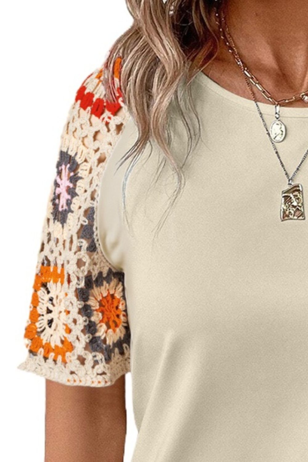 Geometric Print Round Neck Blouse