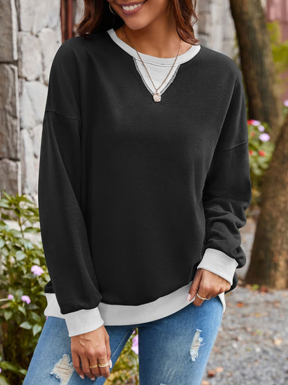 Women's Contrast Long Sleeve Sweatshirt