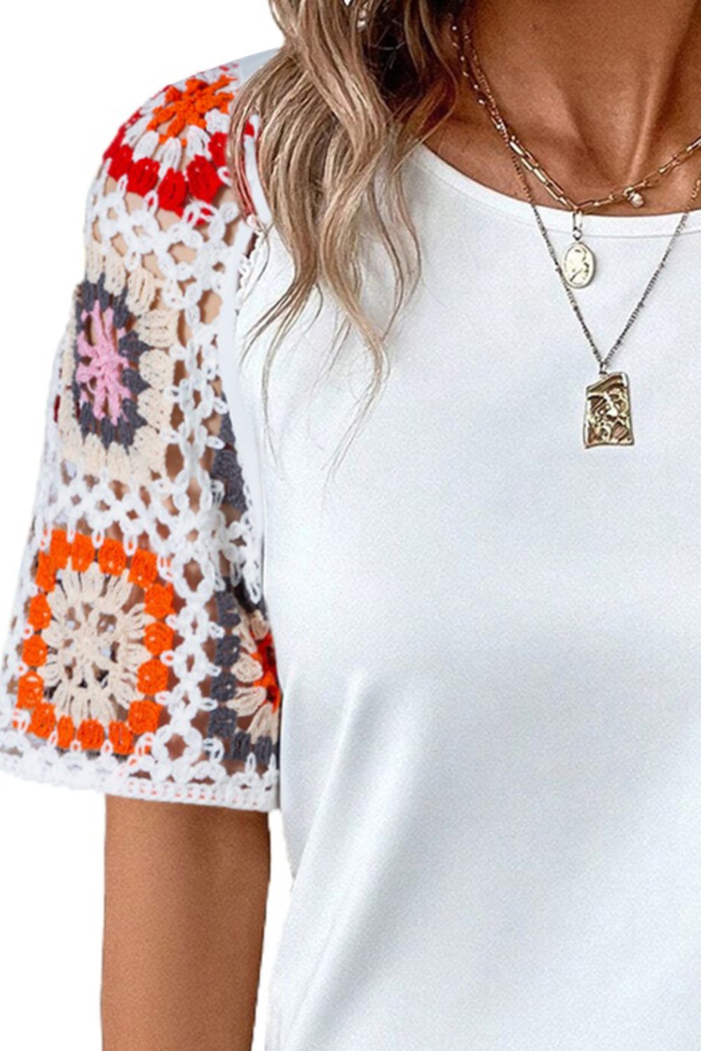 Geometric Print Round Neck Blouse