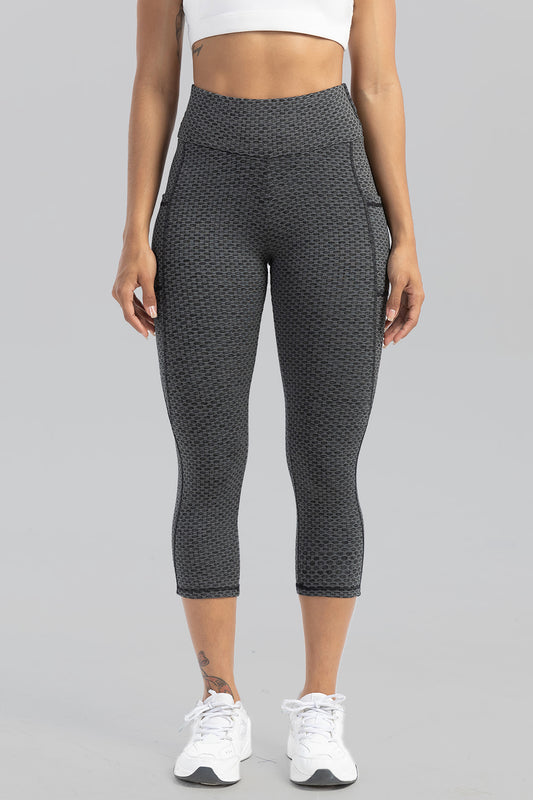 Contrast Stitching High Waist Active Pants Dark Gray