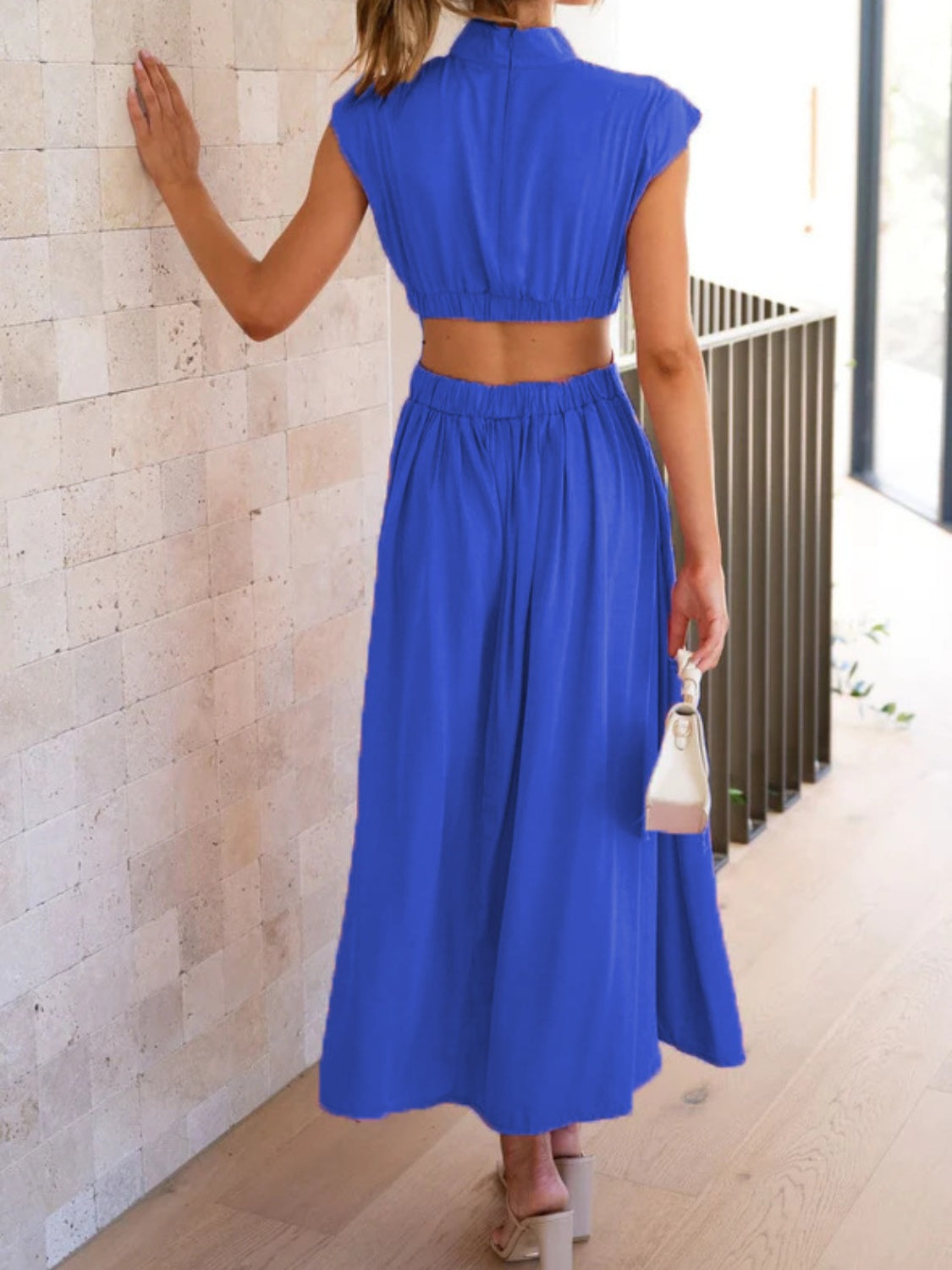 Elegant Cutout Mock Neck Sleeveless Dress