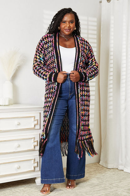 Boho Rainbow Fringe Cardigan Multicolor