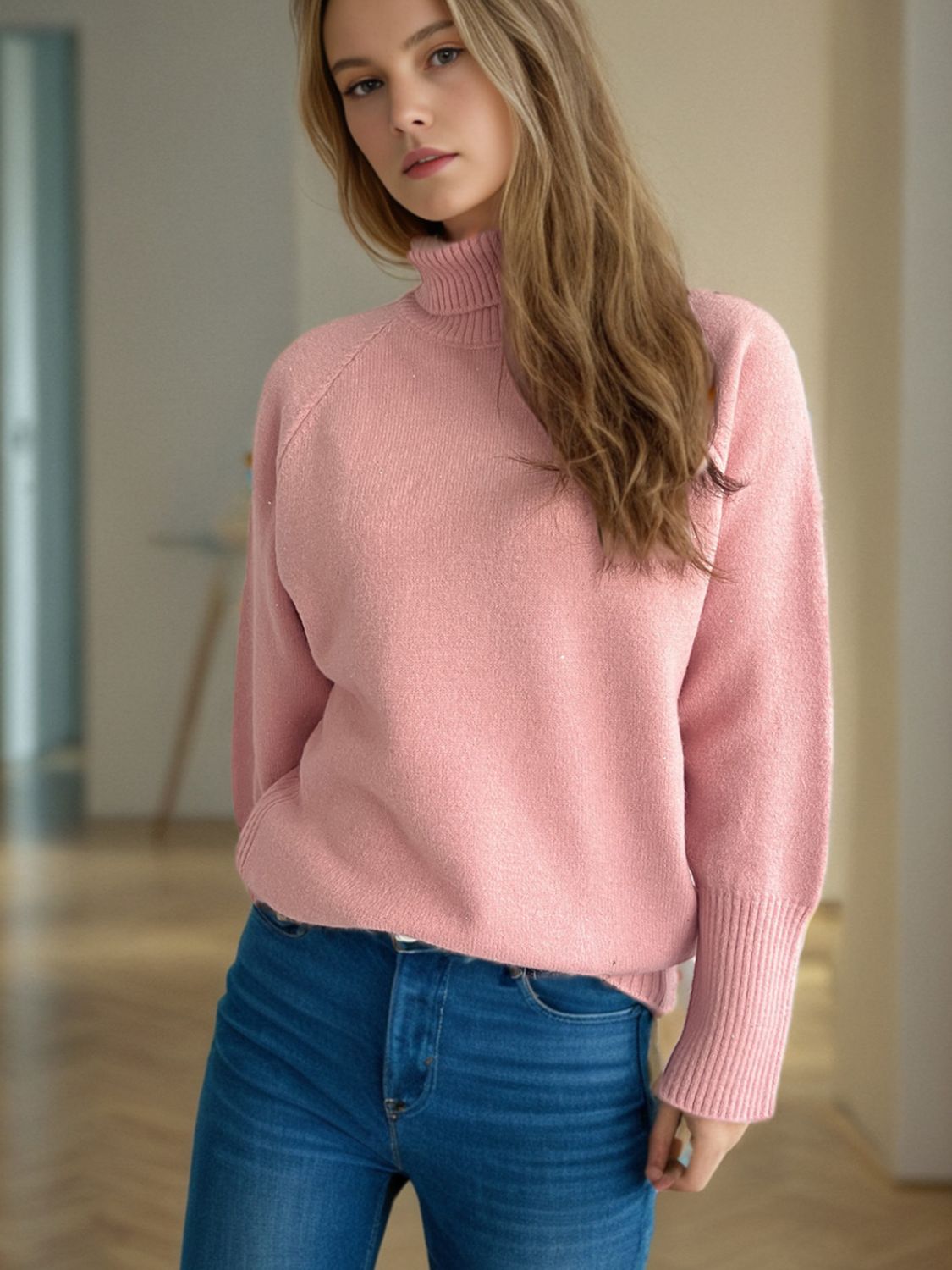 Turtleneck Raglan Sleeve Sweater