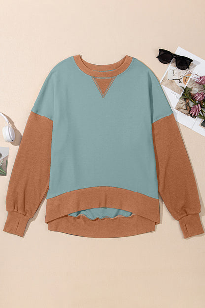 Women's Contrast Crewneck Sweatshirt Turquoise