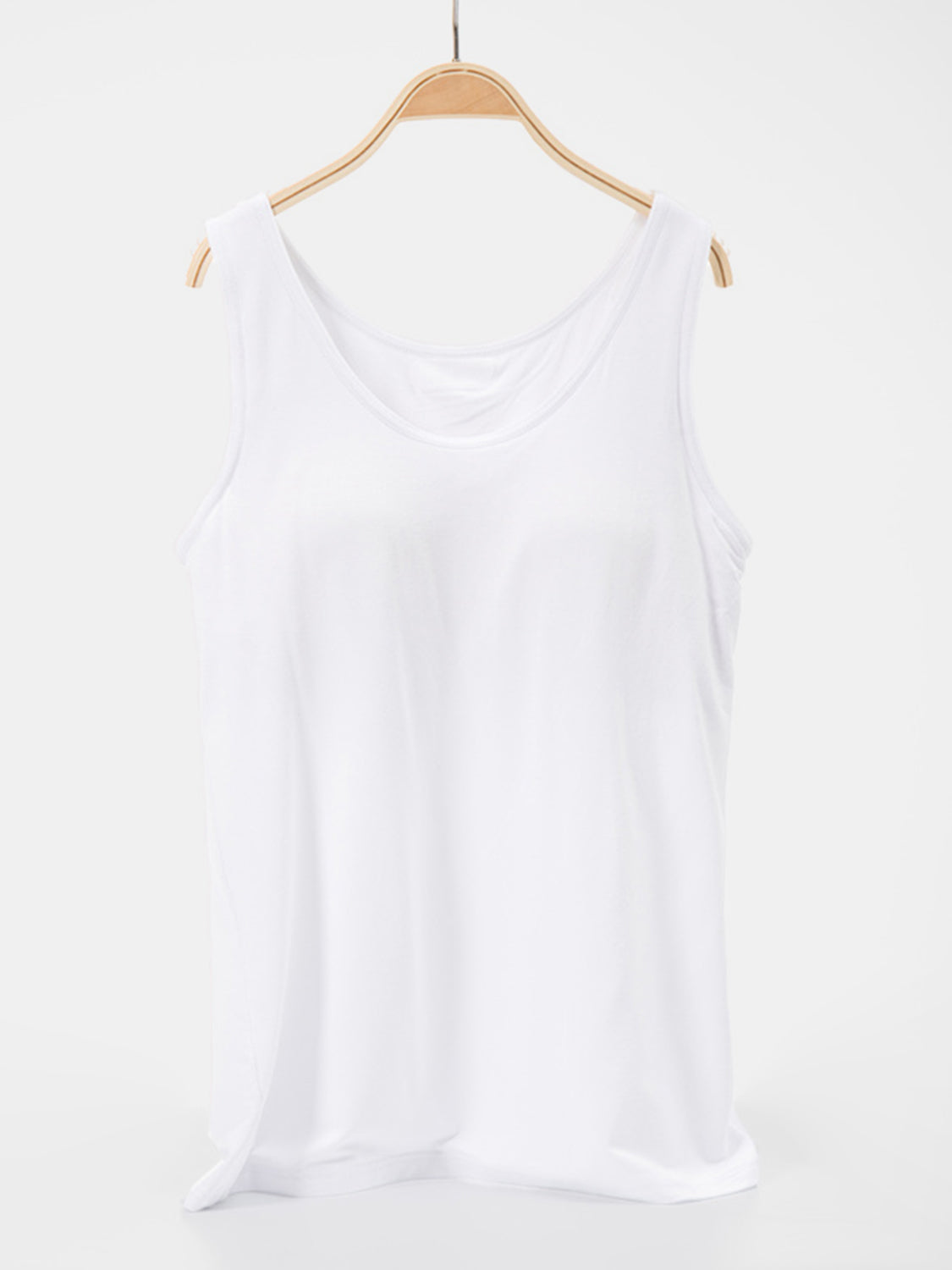 Scoop Neck Wide Strap Tank White