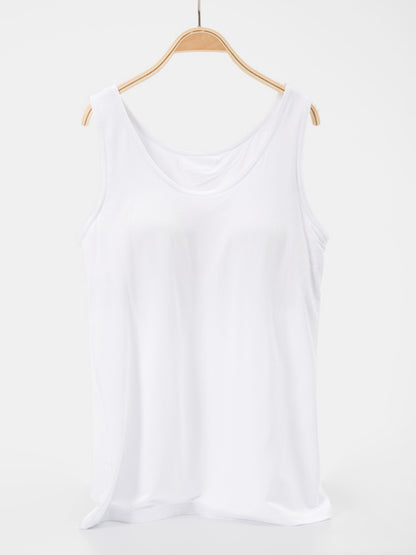 Scoop Neck Wide Strap Tank White