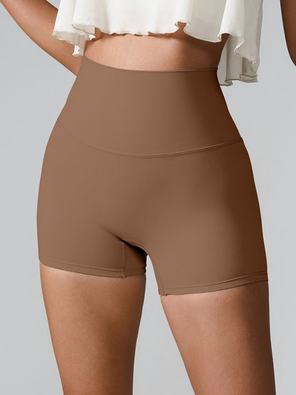 High Waist Active Shorts Chestnut