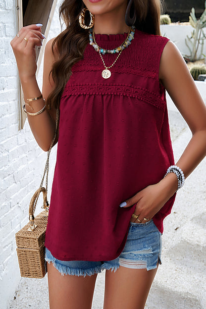 Swiss Dot Round Neck Tank