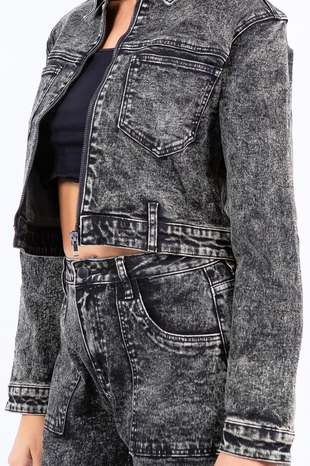 Distressed Denim Cropped Jacket