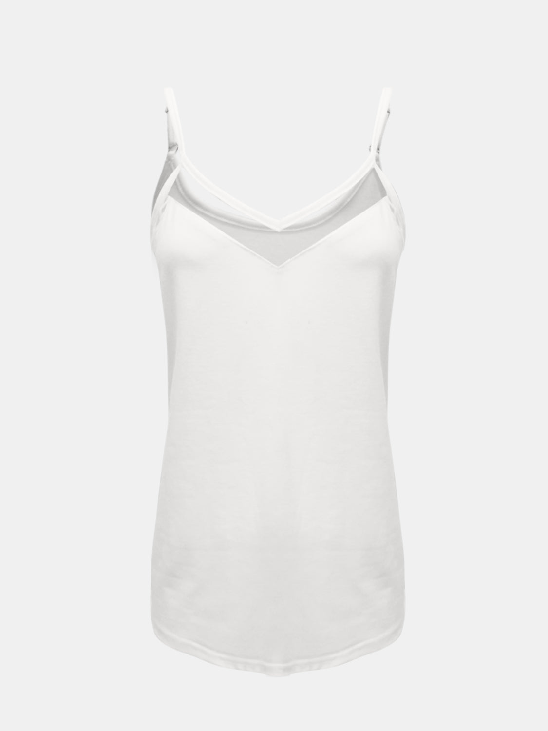 Semi-Sheer V-Neck Cami Top White