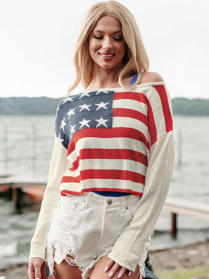 American Flag Knit Top Ivory