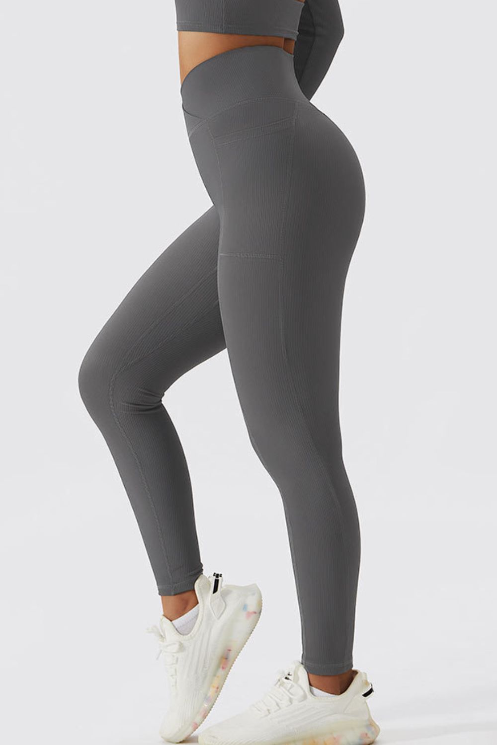 High-Waist Pocket Leggings with Crossover Detail