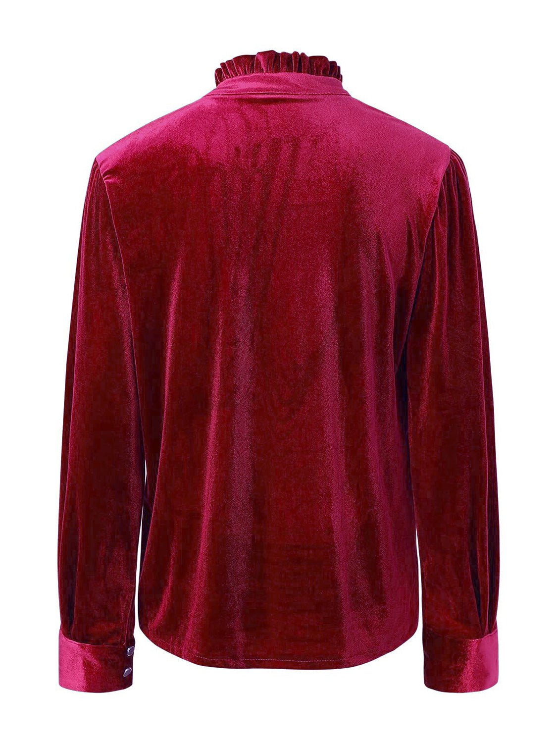 Half Button Long Sleeve Blouse Burgundy