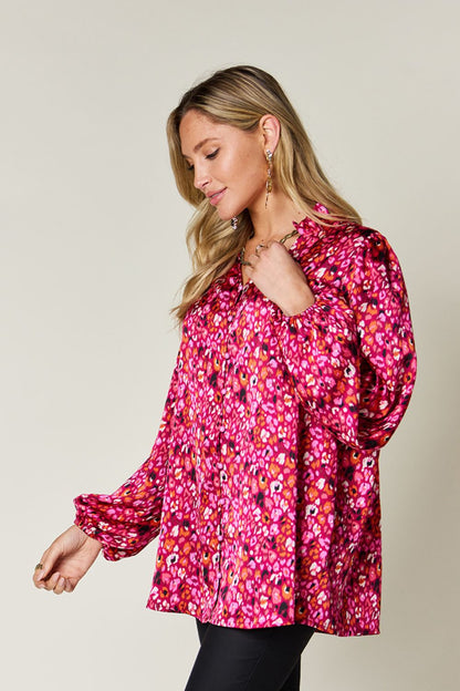 Opaque Printed Long Sleeve Top