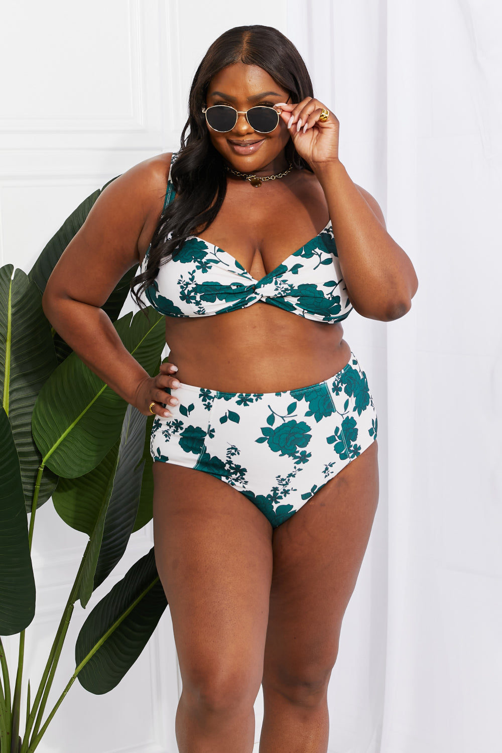 Forest Green High-Waisted Twist Bikini