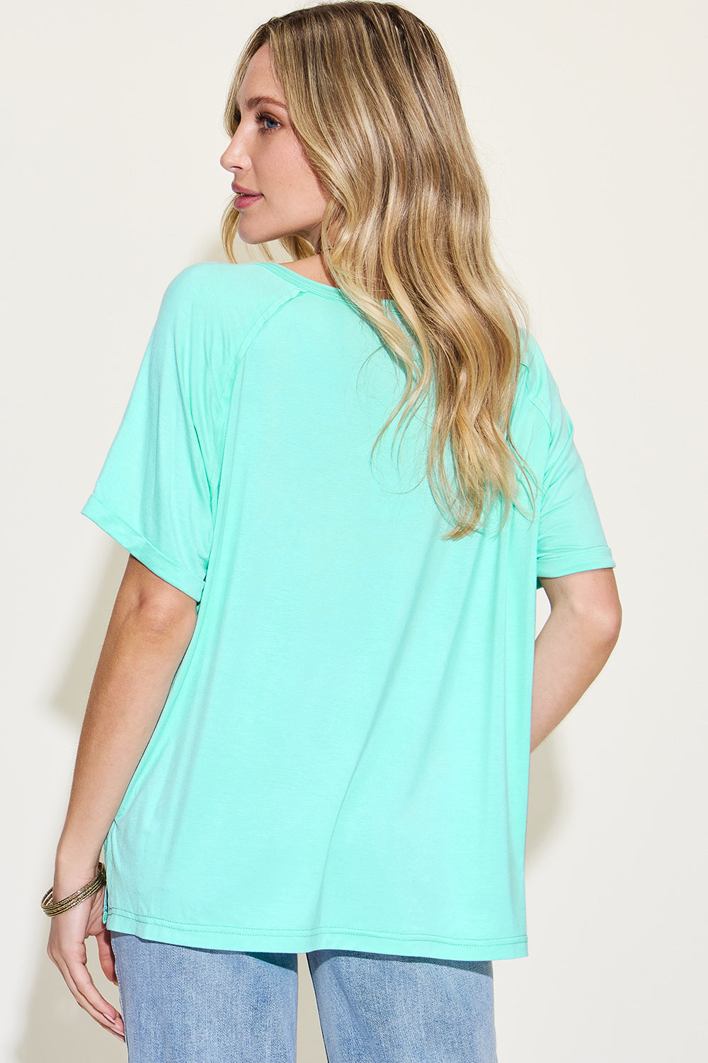 Super Soft Bamboo Tee with Slit V-Neck