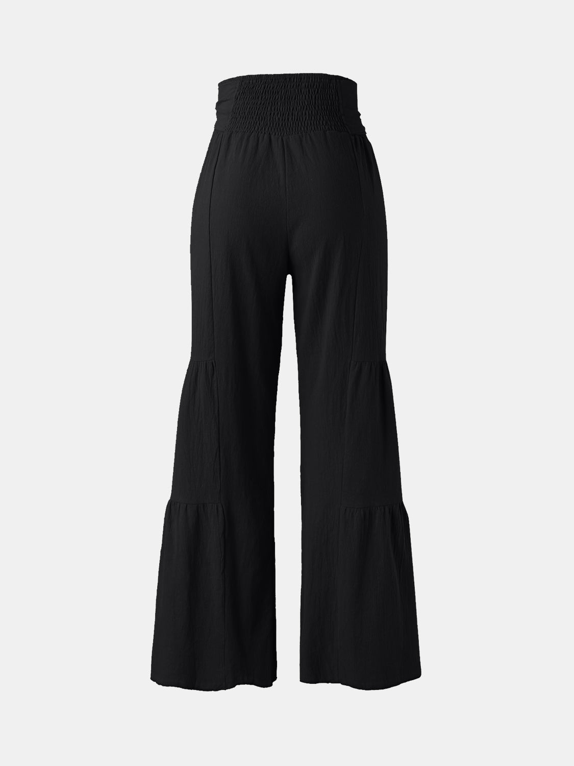 Tied Ruched Wide Leg Pants Black