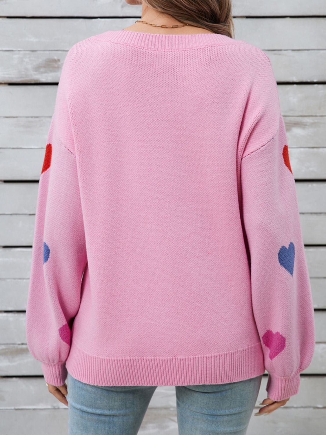 Angel Wings Heart Round Neck Long Sleeve Sweater