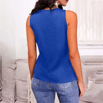 Full Size V-Neck Wide Strap Tank Dark Blue