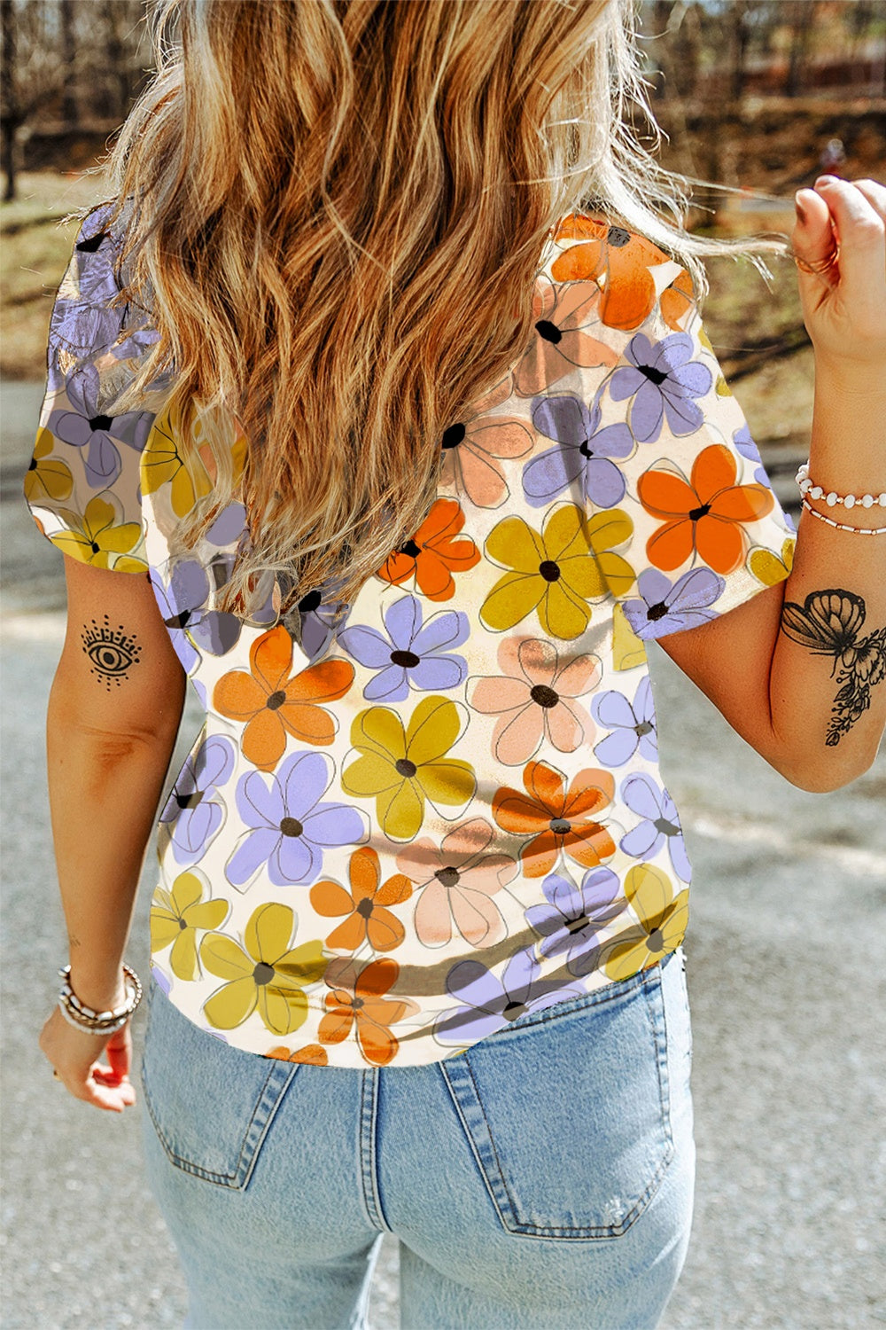 Printed Round Neck Short Sleeve T-Shirt