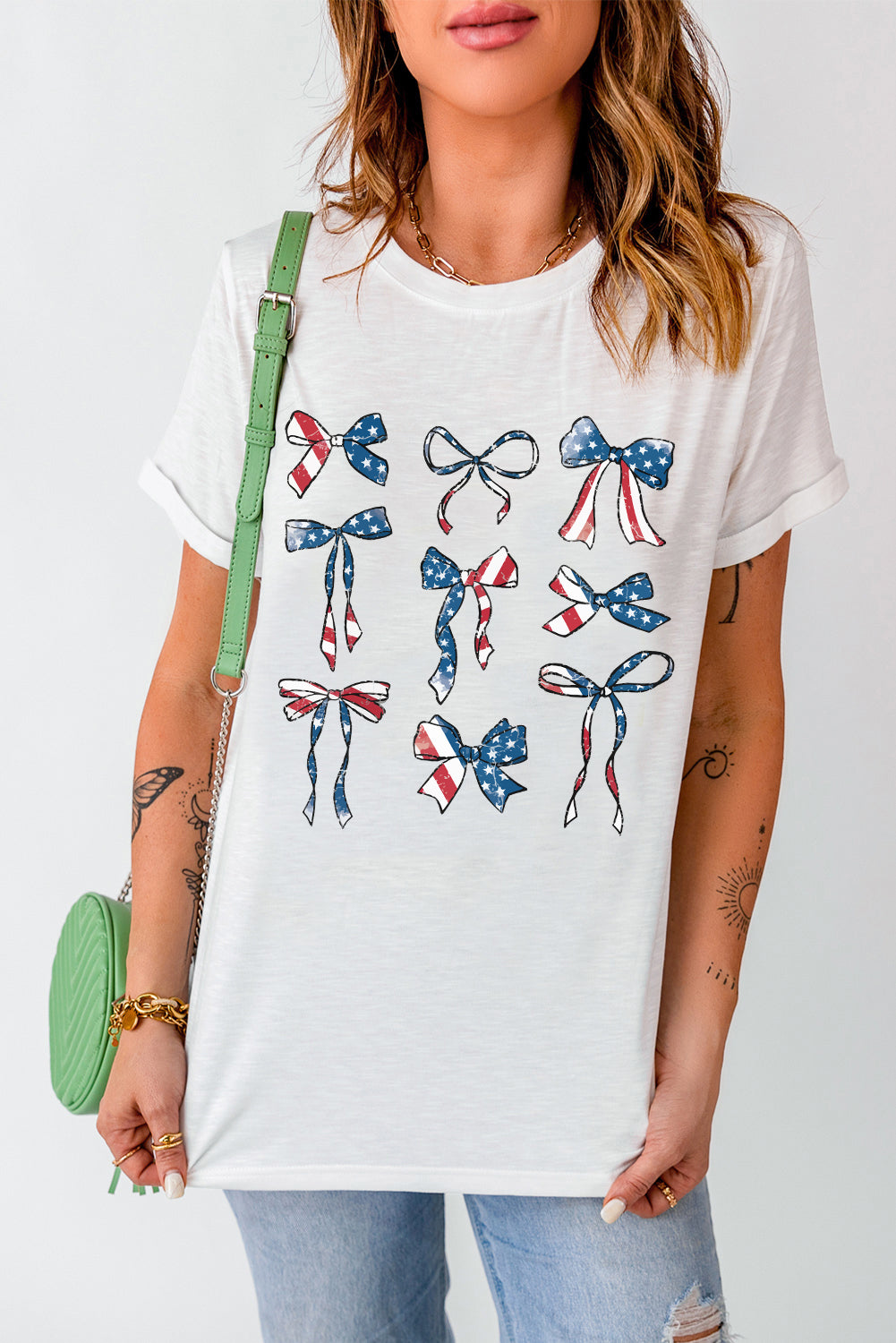 American Flag Bow Tee