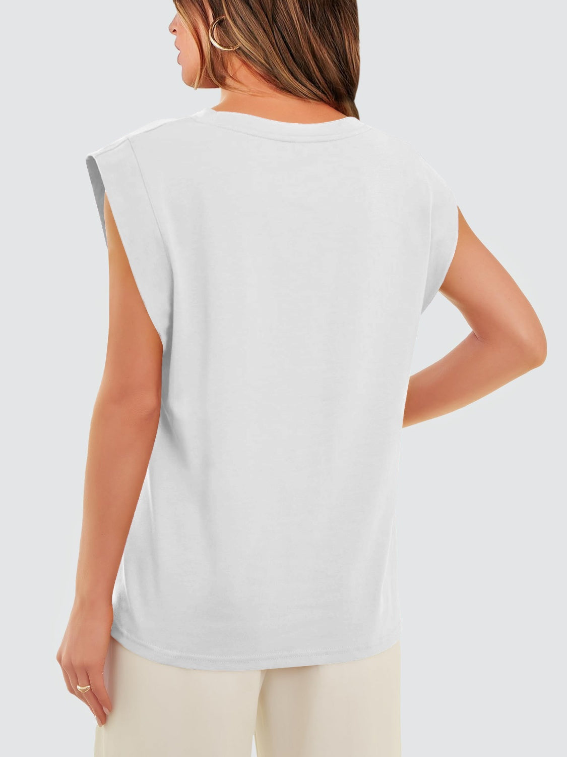 Classic Round Neck Cap Sleeve Top