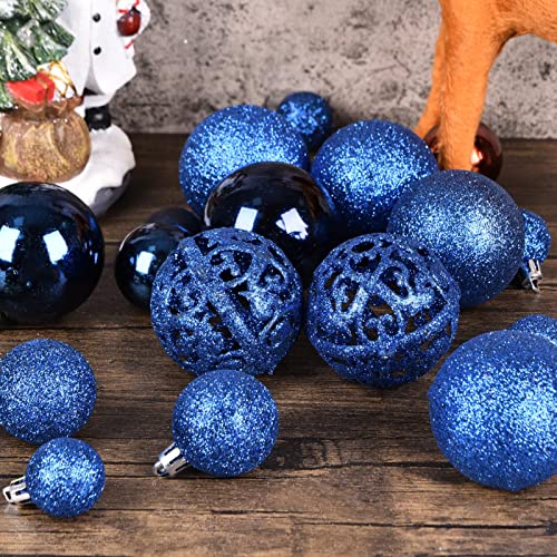 100ct Christmas Balls Tree Ornaments Shatterproof Christmas Tree Decorations Set with Reusable Handheld Gift Package for Holiday Xmas Tree Decor Dark Blue