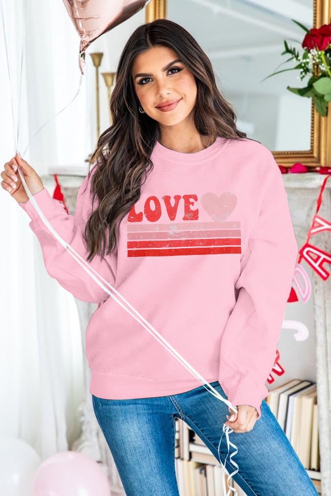 Heart Shirt - LUKYCILD Valentines Day Love Heart Shirt Women Casual Crewneck Sweatshirts Funny Love Graphic Tee Long Sleeve Pullover Tops