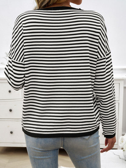 Women's Oversized Striped Sweater Black