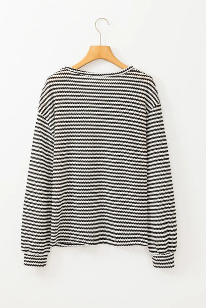 Striped Round Neck Long Sleeve Top