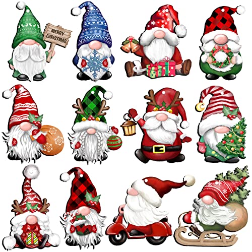 24 Pieces Christmas Gnome Wooden Hanging Ornaments Wood Hanging Decor for Christmas Tree Decoration Gnome Santa Doll Wooden Hanging Craft Gnome Elf Party Supplies