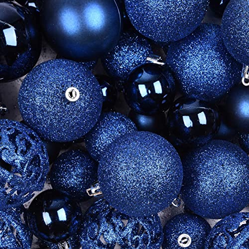 100ct Christmas Balls Tree Ornaments Shatterproof Christmas Tree Decorations Set with Reusable Handheld Gift Package for Holiday Xmas Tree Decor Dark Blue