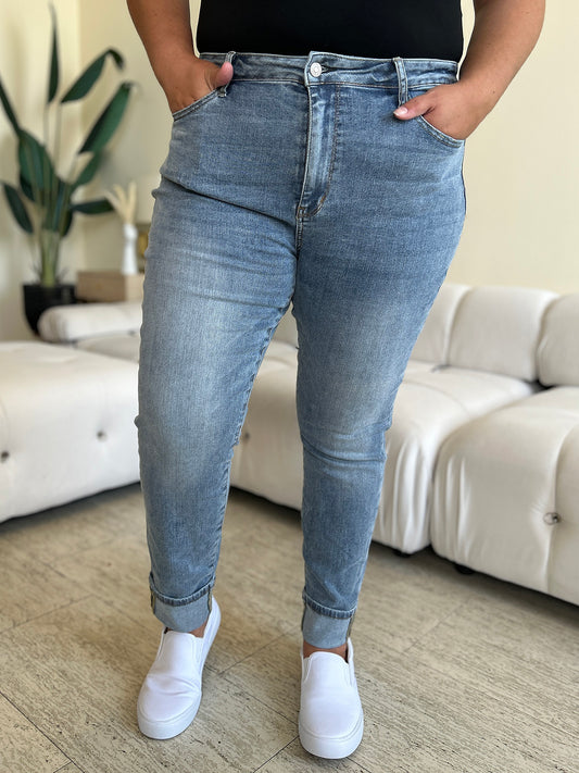Judy Blue Full Size High Waist Cuff Hem Skinny Jeans Medium
