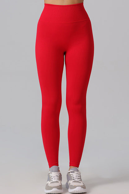 High Waist Active Pants Red