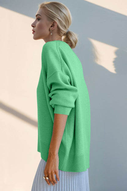 Basic Bae Round Neck Dropped Shoulder Sweater